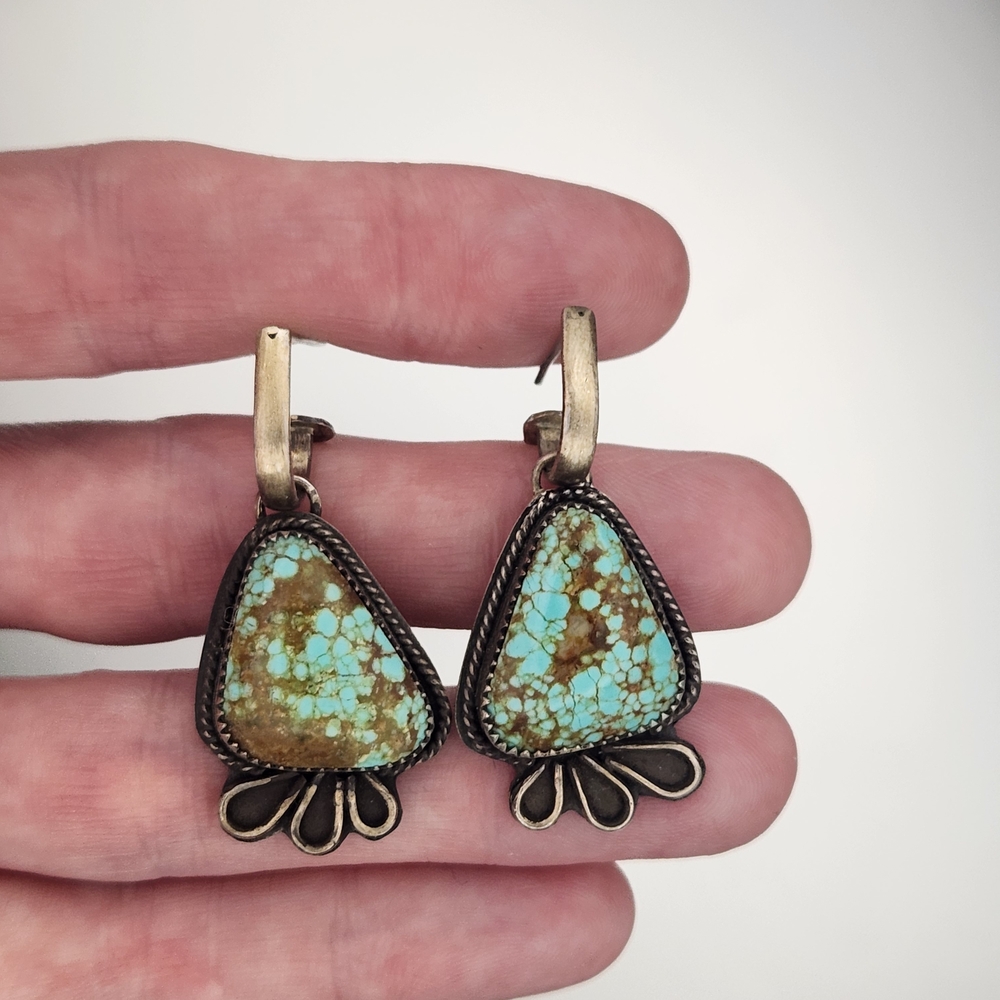 Number #8 Turquoise Sterling Silver earrings - Picture 3 of 6